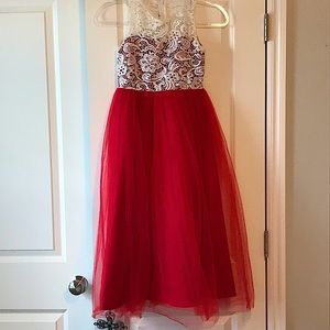 Girls formal dress with lace and rhinestone